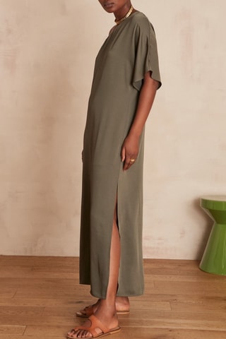 Vestido asimétrico - Caqui