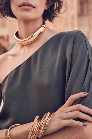 Vestido asimétrico - Caqui