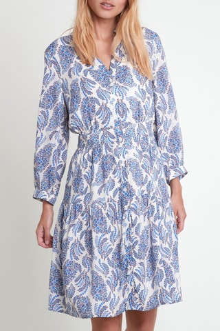 Vestido evasé - Azul y blanco