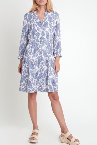 Vestido evasé - Azul y blanco