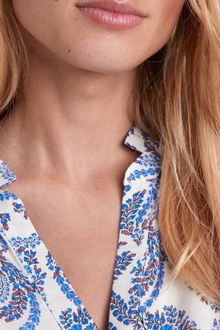 Vestido evasé - Azul y blanco