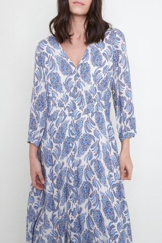 Vestido largo - Blanco y azul cobalto