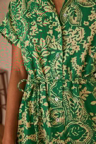 Vestido-camisa em linho - Verde