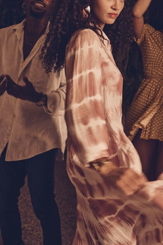 Vestido camisero dip-dye - Rosa empolvado