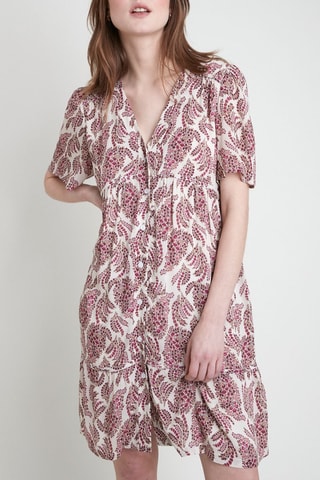 Vestido-camisa - Branco e fúcsia