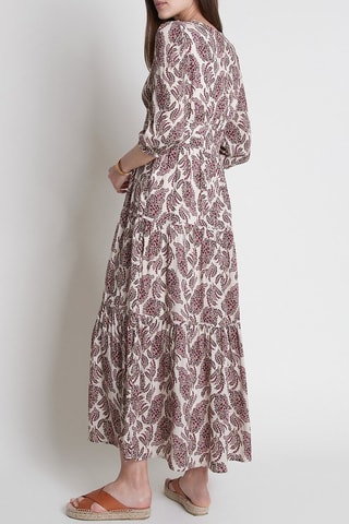 Vestido comprido - Branco e fúcsia