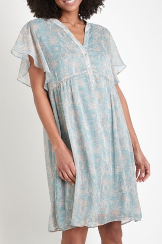 Vestido trapézio - Verde e bege