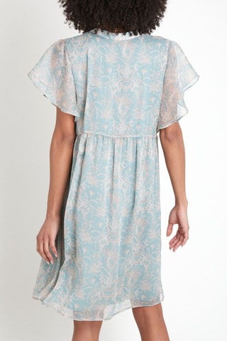 Vestido trapézio - Verde e bege