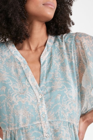 Vestido trapézio - Verde e bege