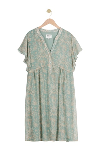 Vestido trapézio - Verde e bege