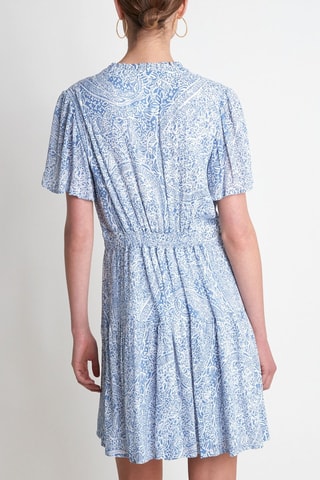 Vestido evasé - Azul cobalto y blanco