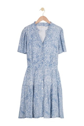 Vestido evasé - Azul cobalto y blanco