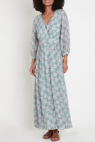 Vestido camisero - Verde y malva