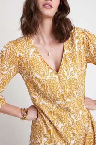 Vestido-camisa - Laranja e branco