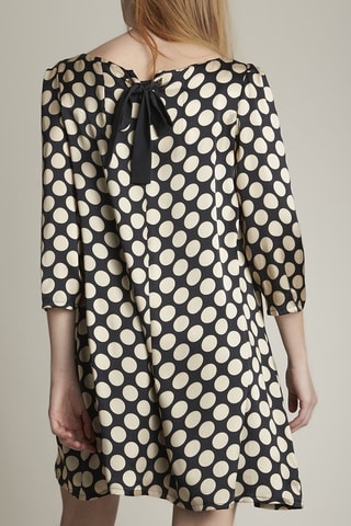 Vestido trapecio de seda - Negro y beige