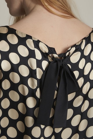 Vestido trapecio de seda - Negro y beige