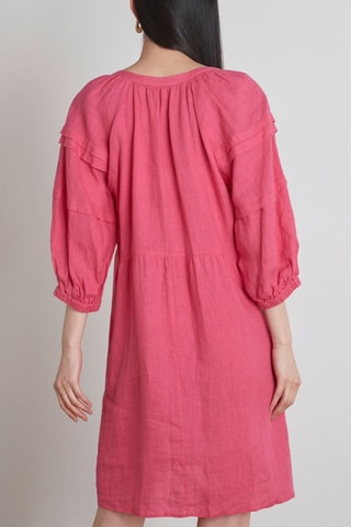 Vestido recto de lino - Fucsia