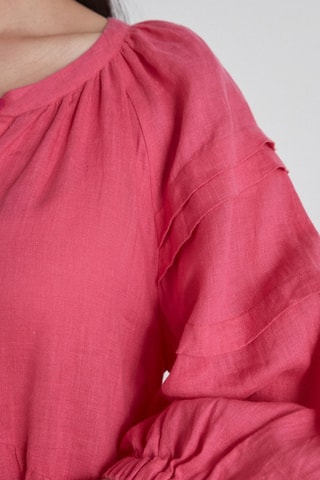 Vestido recto de lino - Fucsia