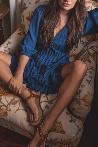 Vestido evasé - Azul petróleo