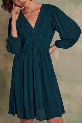 Vestido evasé - Azul petróleo