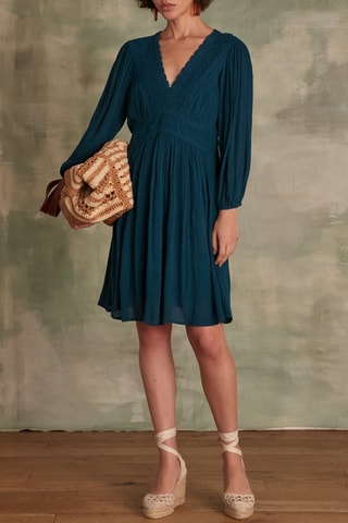 Vestido evasé - Azul petróleo