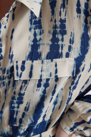 Vestido camisero tie-dye - Crudo y azul cobalto