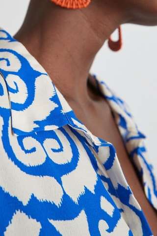 Vestido direito - Azul e branco