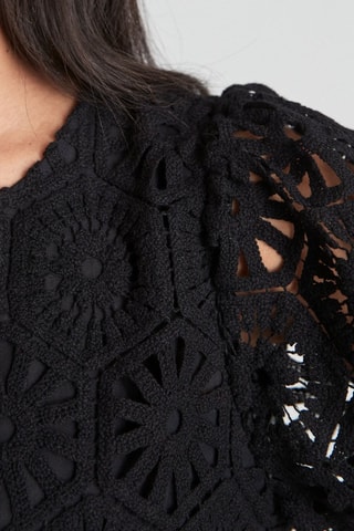 Vestido trapecio de guipur - Negro