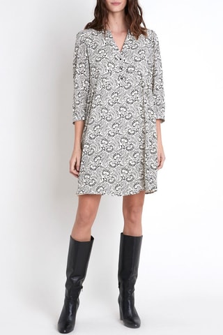 Robe droite - Ecru et noir