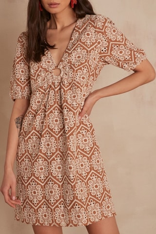 Vestido trapézio - Castanho