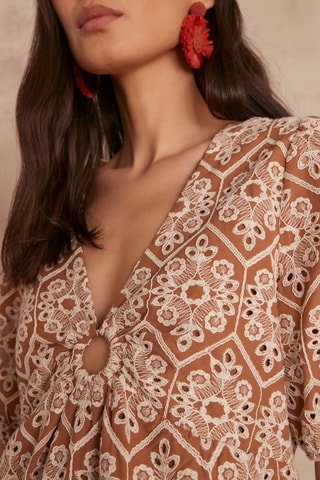 Vestido trapézio - Castanho