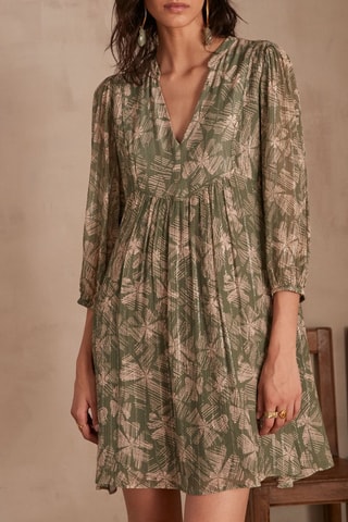 Vestido estilo patinadora - Caqui e cru