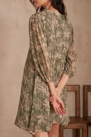 Vestido estilo patinadora - Caqui e cru