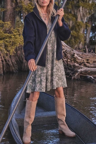 Vestido estilo patinadora - Caqui e cru