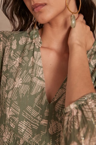 Vestido estilo patinadora - Caqui e cru