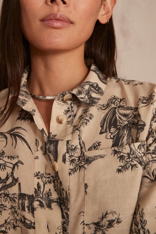 Vestido camisero de lino - Crudo