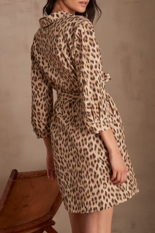 Vestido camisero de lino - Camel