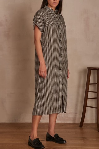 Vestido-camisa em linho - Preto