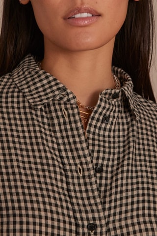 Vestido-camisa em linho - Preto