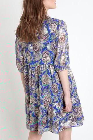 Vestido trapézio - Azul-real e bege