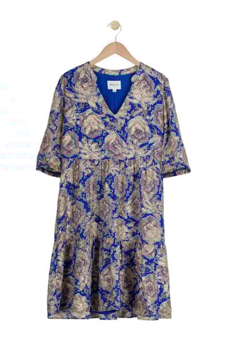 Vestido trapézio - Azul-real e bege