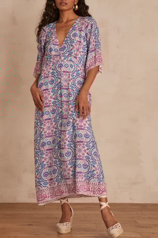 Vestido comprido - Azul-real e violeta