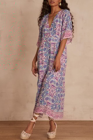 Vestido comprido - Azul-real e violeta