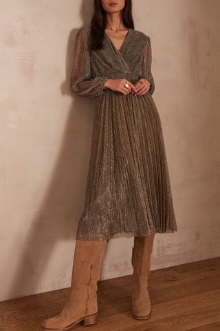 Vestido plisado - Dorado