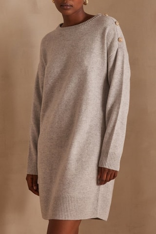 Vestido-camisola em lã - Cinzento-claro mesclado