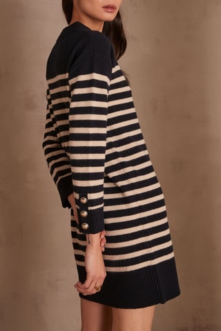 Vestido-camisola em lã - Azul-marinho