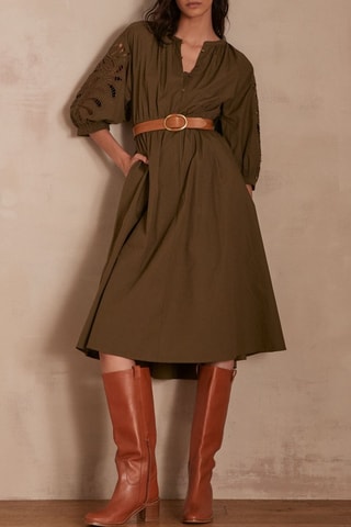 Vestido evasé - Caqui