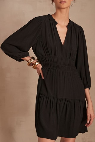 Jurk met Ruches - Zwart