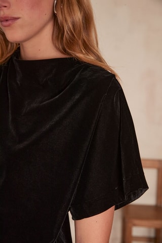 Vestido recto de terciopelo - Negro