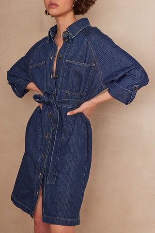 Vestido-camisa de ganga - Índigo